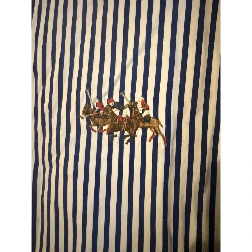 Ralph Lauren Shirt XXL Triple Ponies Blue Stripes light Academia Preppy - Picture 2 of 7